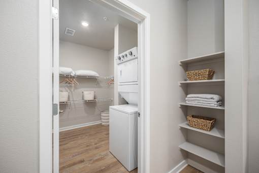 Spacious closest with built-in shelving at The Residences at Enso, Jacksonville, FL, 32224