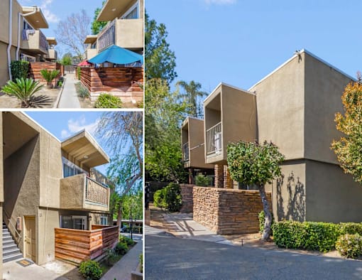 Image of a modern apartment building with a balcony located at Ramona Oaks in Riverside, CA