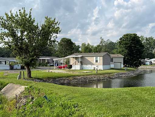 A residential area with a river view.