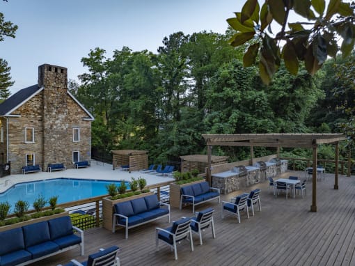 Scenic pool and grilling area