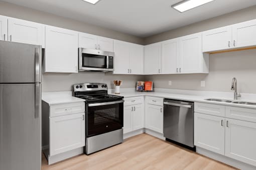 Renovated kitchen with shaker-style cabinets
