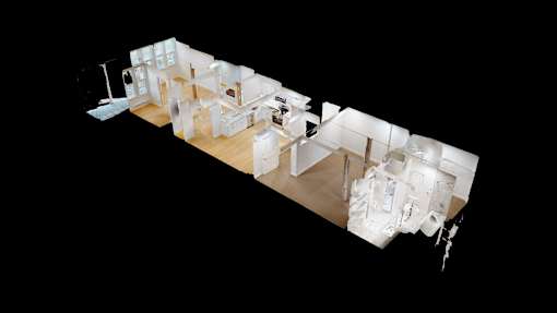A black and white image of a house layout.