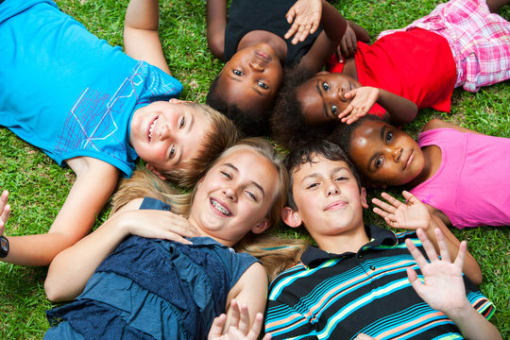 Stock photo of group of multiracial children