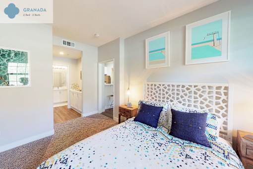 A bedroom with a large bed and two pictures on the wall at Mission Hills, Camarillo, 93012