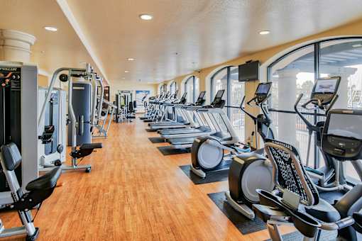 A gym with treadmills and exercise equipment at Marina Harbor, California, 90292