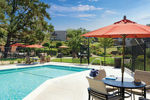 Pool-side patio  at Pleasanton Heights, California, 94566
