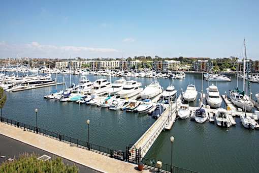 A marina with many boats docked.