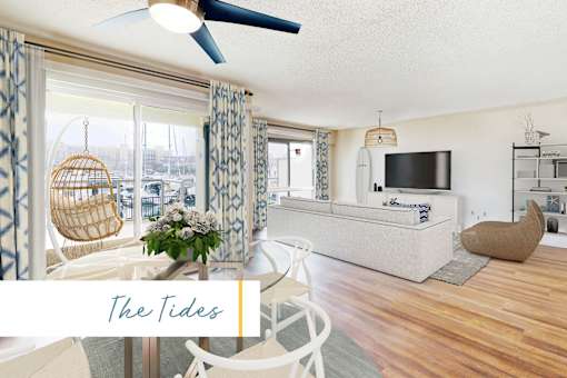 A living room with a white couch and a television on a grey sofa at Marina Harbor, California, 90292