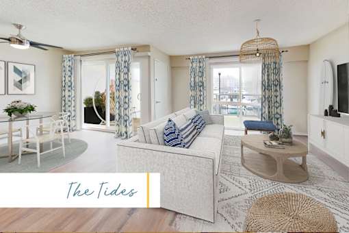 A living room with a white couch and a wooden coffee table at Marina Harbor, California, 90292