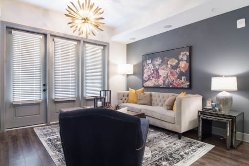Modern Living Room at The Alastair at Aria Village, Sandy Springs