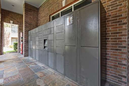 Package lockers for easy package collection at Asheville at Spring Branch apartments in Houston, TX