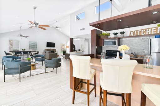 Clubhouse Kitchen at Bookstone and Terrace Apartments in Irving, Texas