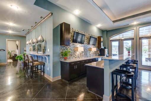 Clubhouse Kitchen Interior at Patriot Park Apartment Homes in Fayetteville, NC,28311