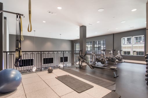 Upstairs Fitness Center at The Alastair at Aria Village Apartment Homes in Sandy Springs, Georgia, GA