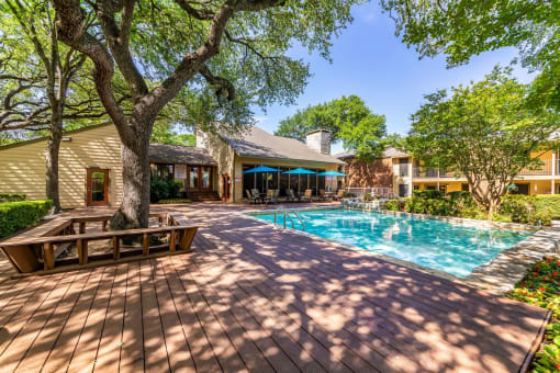 the pool in a sunny day at Westdale Pointe in Austin, TX