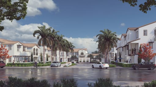 Rendering of Entrance to Portola Plaza Apartments