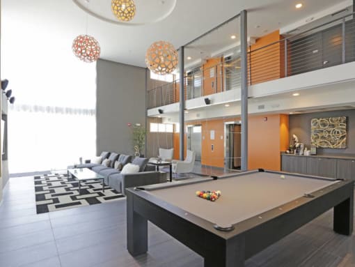 24 hour Lobby with pool table
