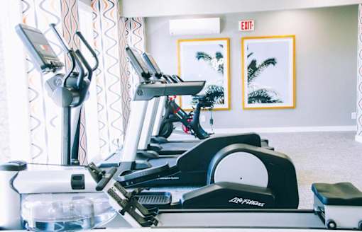Fitness center with cardio equipment at Skyline at Barton Creek Apartments, Austin, 78758