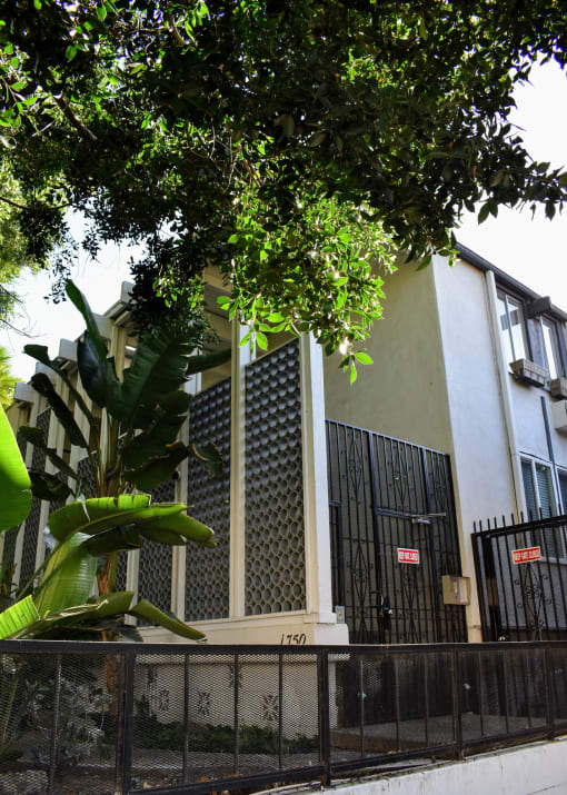 Street side view of the apartment complex