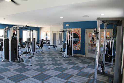 A gym with a variety of equipment.