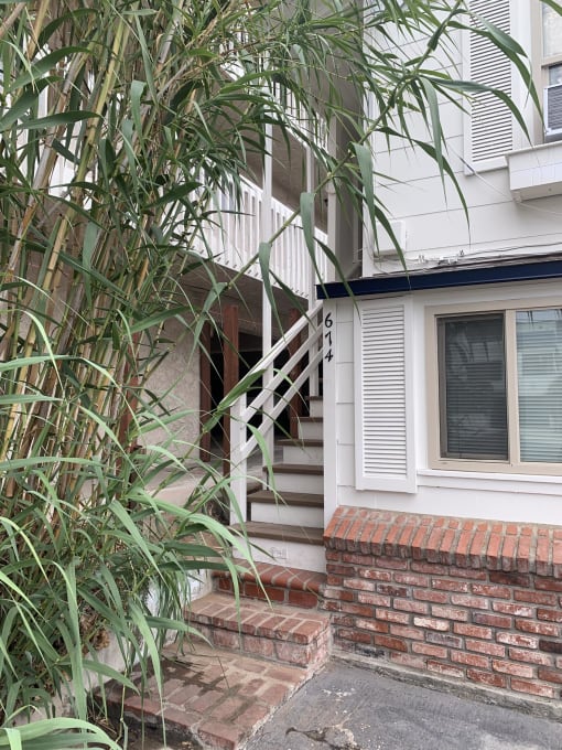 Brick walkway between units