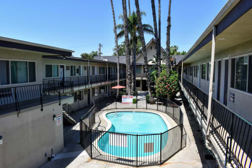 second story view of the community pool