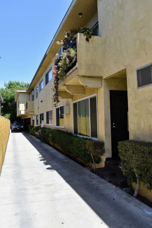 Clean and wide walkway between units