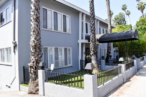 landscaped lawn at the front of the community