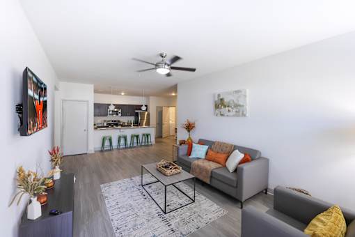 A Cozy Living Room at Midtown Sam Houston Apartments, Huntsville, TX, 77340