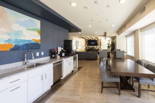 a coffee and tea bar at Parks Residential - Richardson, Texas, 75082