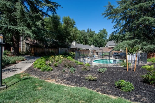 View of gated community pool from a distance