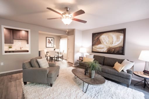 view of furnished living room and kitchen