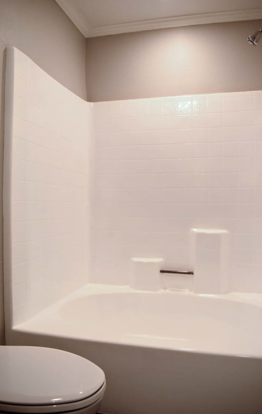 View of bathtub and shower combo