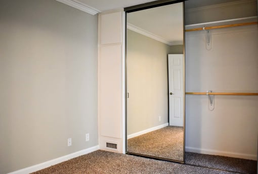 Large floor to ceiling mirrored closet door