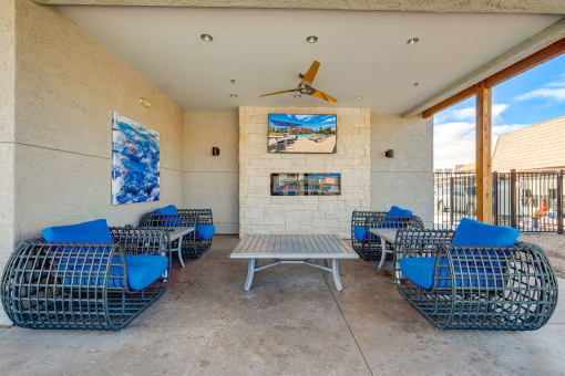 Outdoor Patio With Fireplace at Denim Scottsdale, Scottsdale, AZ