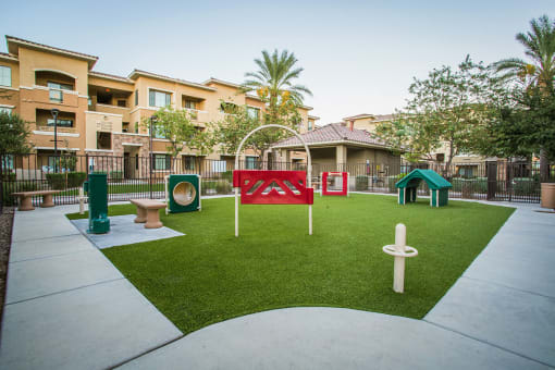 Dog Park with Agility Training Equipment at Apartment for Rent Near Me