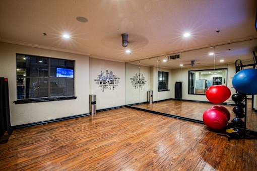 Gym with Exercise Room and Equipment at Apartments near DFW Airport
