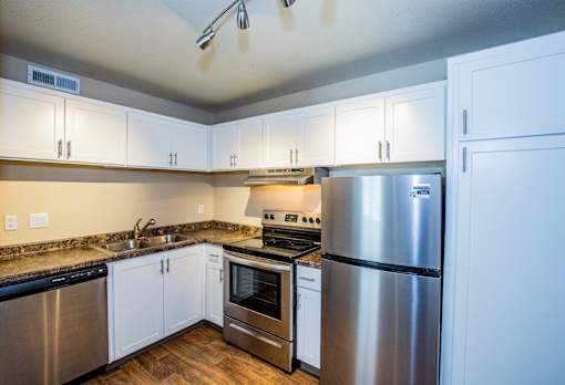 Full Kitchen with Stainless Steel Appliances at Salt Lake City Apartments on North Temple