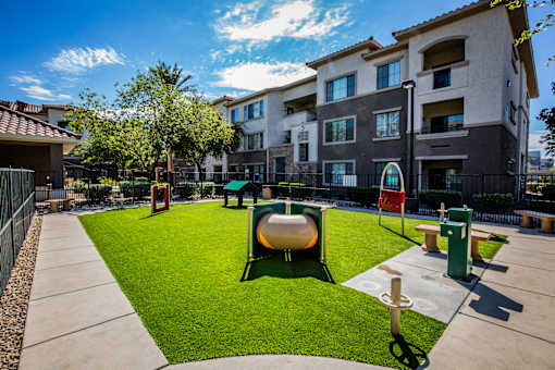 Dog Park with Agility Training Equipment at Apartment for Rent Near Me