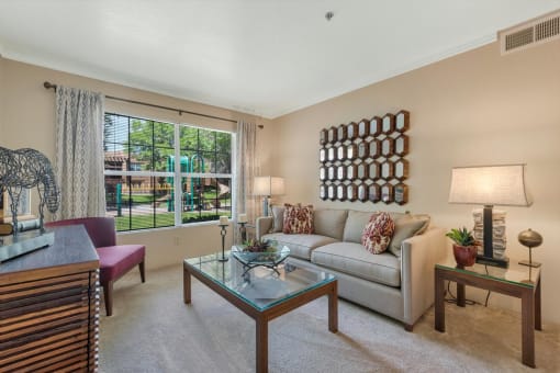 Couch and Coffee Table in Airy Apartment Living Room New Mexico