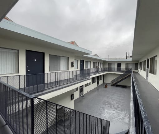 a view of the courtyard of a unit at the cape fear apartments in wilmington, n