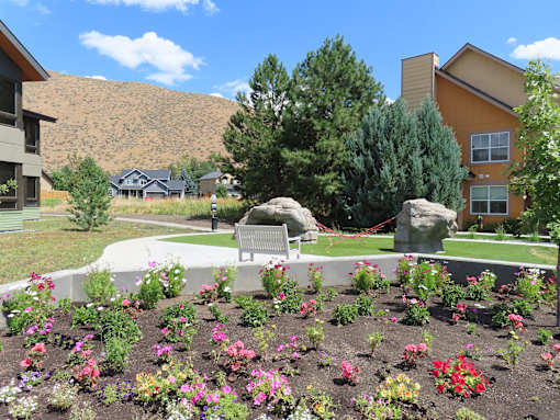 Garden And Bench at Lido Apartment Homes @ Hailey, ID, Idaho
