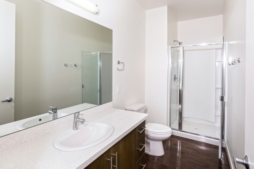 Loft Bathroom with Walk In Shower  at Park Square at Seven Oaks, California