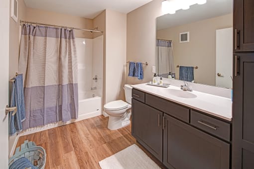a bathroom with a sink toilet and a shower