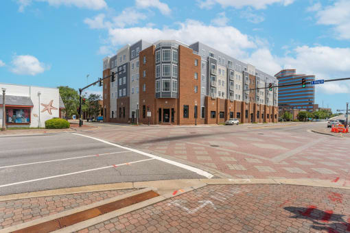 a view of the building from across the street at The Constellation Apartments, PRG Real Estate, Hampton, Virginia
