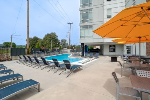 Swimming Pool Lounge at South Sixteen at The Bridges in Downtown Roanoke