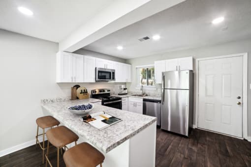Kitchen at Lakecrest Apartments, PRG Real Estate Management, Greenville, SC, 29615