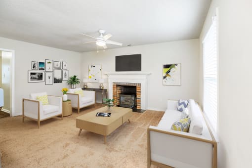 Clubroom With Smart Tv And Fireplace at Hyde Park Townhomes, PRG Real Estate Management, Chester