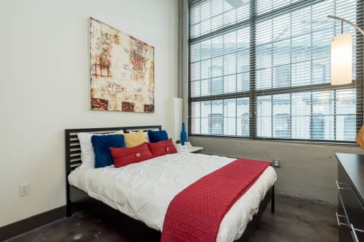 One bedroom apartment with large windows at The Locks Apartments, Richmond