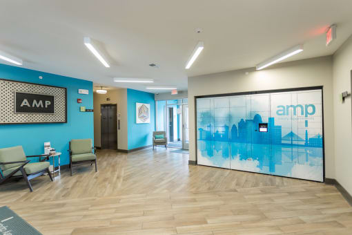 Picturesque Lobby Area at AMP Apartments, PRG Real Estate, Louisville